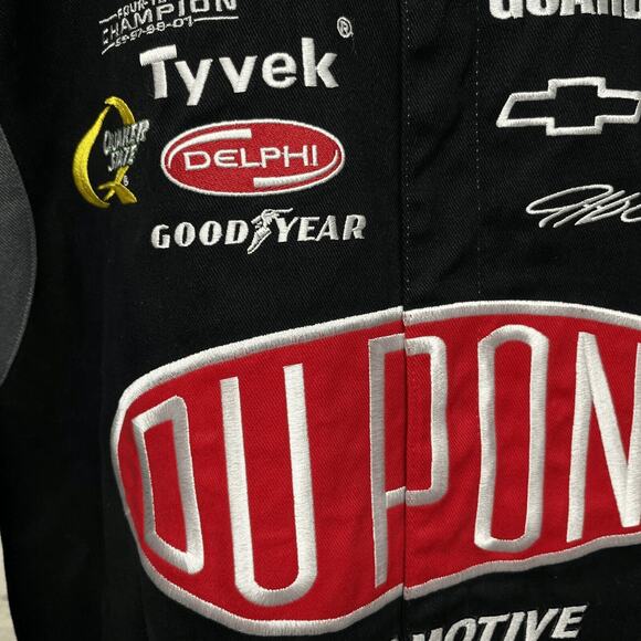 Jeff Hamilton NASCAR Jacket Mens 2XL XXL Black 24 Jeff Gordon Flames VINTAGE - Picture 10 of 15